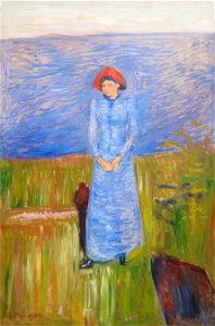 'Woman in Blue against Blue Water' by Edvard Munch, 1891. Free illustration for personal and commercial use.