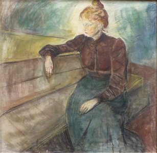 Dameportræt (Akvarel) by Edvard Munch, Bergen Kunstmuseum. Free illustration for personal and commercial use.