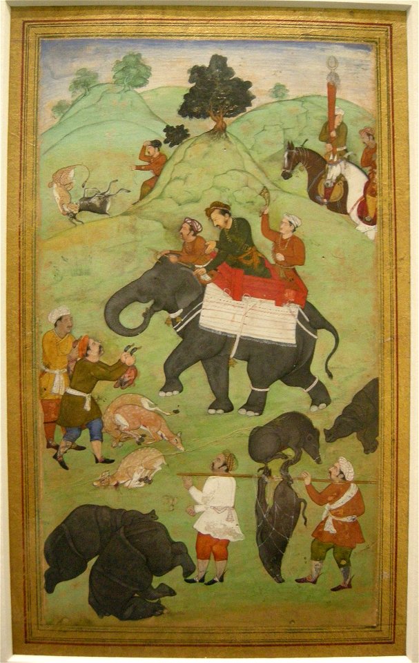Nswag, india del nord, jahangir come il principe salim che torna da una battuta di caccia, 1600-1604