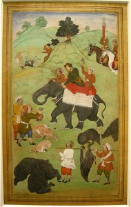Nswag, india del nord, jahangir come il principe salim che torna da una battuta di caccia, 1600-1604