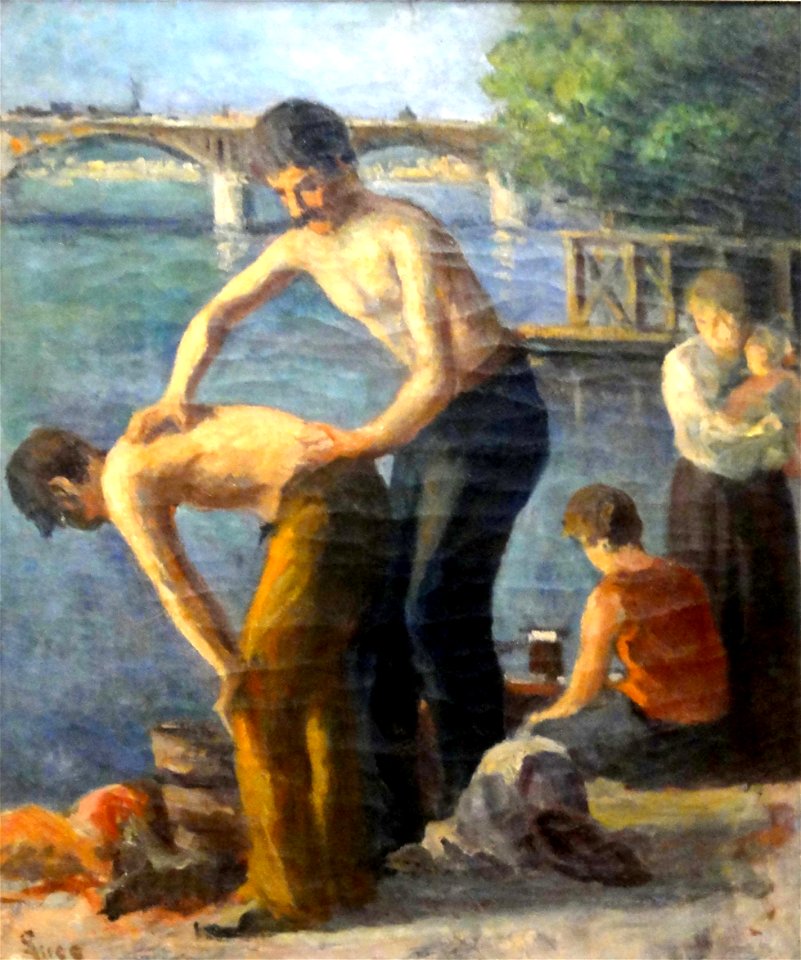 Maximilien LUCE, La toilette au pont des Saints-Pères, s.d., musée de l'hôtel-Dieu, inv. 98.04.18