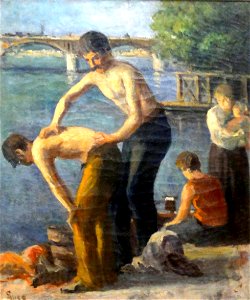 Maximilien LUCE, La toilette au pont des Saints-Pères, s.d., musée de l'hôtel-Dieu, inv. 98.04.18