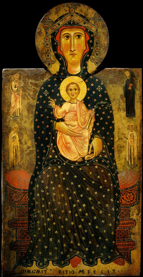National gallery in washington d.c., margaritone da arezzo, madonna in trono con bambino, 1270 circa