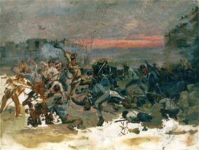 Robert Onderdonk - Sketch for Fall of The Alamo. Free illustration for personal and commercial use.