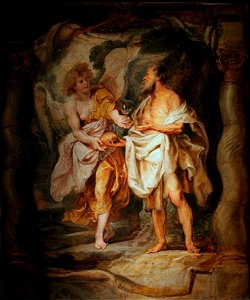 Peter Paul Rubens - Le prophète Elie reçoit d’un ange du pain et de l’eau. Free illustration for personal and commercial use.