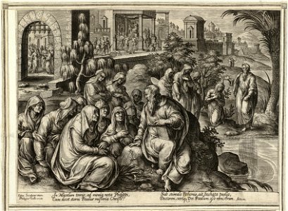 Negende prent uit de ongenummerde, achttiendelige prentenserie getiteld 'Acta Apostolorum' 'Handelingen van de apostelen'. NL-HlmNHA 1477 53008162