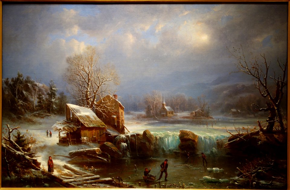 Midwinter Moonlight by Regis-Francois Gignoux, before 1869, oil on board - New Britain Museum of American Art - DSC09233