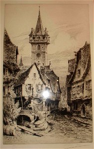 Obernai - gravure de Charles Pinet