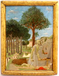 Piero della francesca, san girolamo nel deserto, 1450, 01. Free illustration for personal and commercial use.