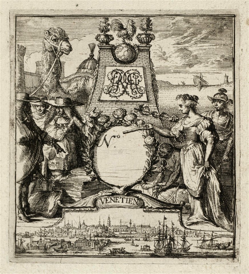 Onbekende titelprent met onderaan het profiel van Venetië. NL-HlmNHA 53008785