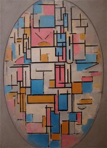 Piet Mondrian (1872-1944)- Composition in Oval with Color Planes 1, oil on canvas, 1914, Museum of Modern Art. Free illustration for personal and commercial use.