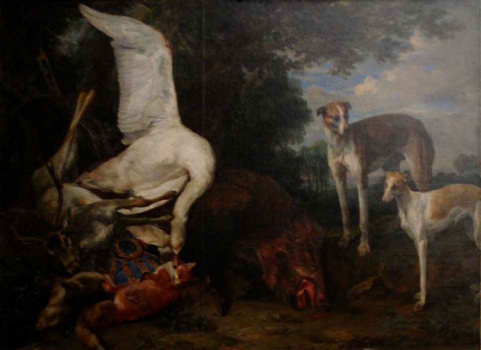 Pieter Boel, Dead Game Guarded by Two Dogs