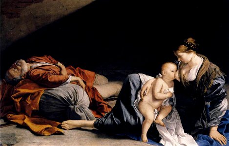 Orazio Gentileschi - Rest on the Flight to Egypt. Free illustration for personal and commercial use.