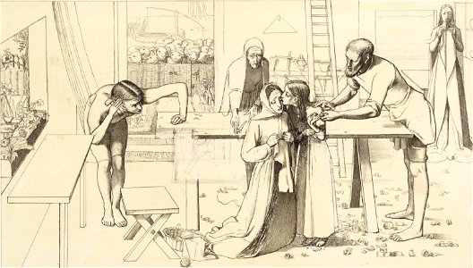 Millais, Study for Christ in the house of his parents. Free illustration for personal and commercial use.