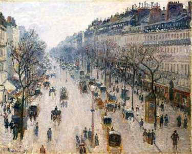 The Boulevard Montmartre on a Winter Morning. Free illustration for personal and commercial use.