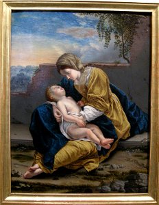 Orazio gentileschi, madonna col bambino dormiente. Free illustration for personal and commercial use.