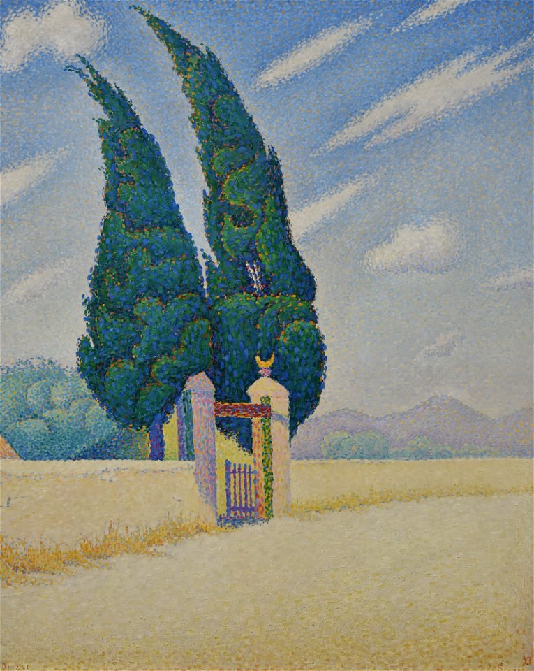 Paul Signac (1863-1935) Twee cipressen, opus 241 - Kröller-Müller Museum Otterlo 23-08-2016 13-30-01