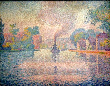 Paul Signac - L'Hirondelle Steamer on the Seine. Free illustration for personal and commercial use.