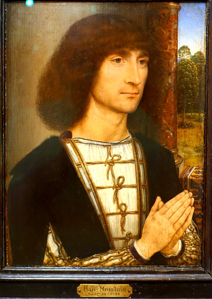 Portrait of a Young Man at Prayer, by Hans Memling, c. 1485 AD, oil on wood - Museo Nacional Centro de Arte Reina Sofía - Madrid, Spain - DSC08553