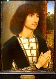 Portrait of a Young Man at Prayer, by Hans Memling, c. 1485 AD, oil on wood - Museo Nacional Centro de Arte Reina Sofía - Madrid, Spain - DSC08553