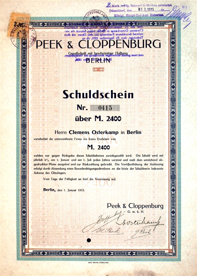 Peek & Cloppenburg GmbH 1915