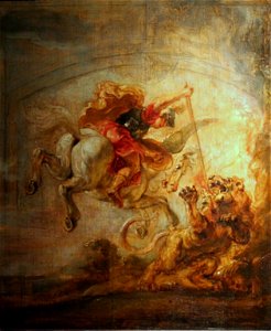 Peter Paul Rubens - Bellérophon, monté sur Pégase transperce la Chimère. Free illustration for personal and commercial use.
