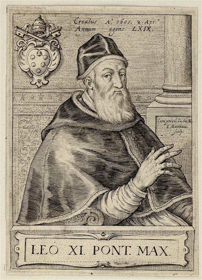 Portret van paus Leo XI Alessandro Ottaviano de' Medici . NL-HlmNHA 1477 53010831