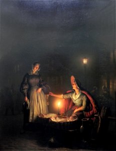 Petrus van Schendel Fish seller. Free illustration for personal and commercial use.