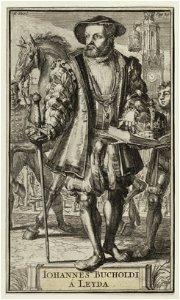 Portret van Jan Beukelszoon te Leiden (Jan van Leyden) Iohannes Bucholdi á Leyda, NL-HlmNHA 53008826