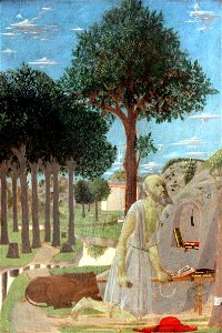1450 Francesca Landschaft mit büßendem hl. Hieronymus anagoria. Free illustration for personal and commercial use.