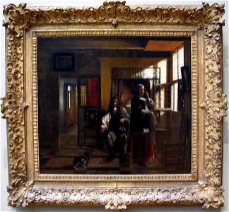 Pieter de hooch, interno con giovane coppia, 1662-65 ca.