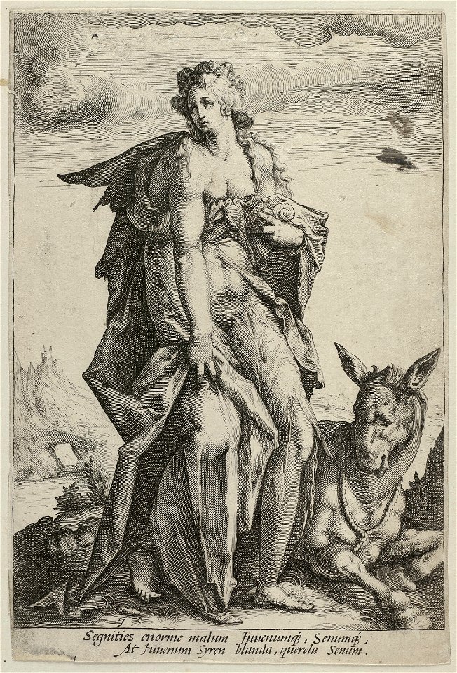 Personificatie van de Gemakzucht - Traagheid - Luiheid - Vadsigheid, afkomstig van het Griekse ἀκηδία Acedia. NL-HlmNHA 1477 53010754