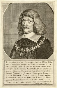 Portret van Maximiliaan, graaf van Trauttmansdorff. Onder het portret tien regels in het Latijn. NL-HlmNHA 1477 53008702