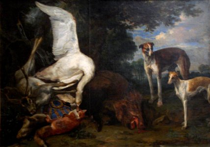 Pieter Boel, Dead Game Guarded by Two Dogs-3