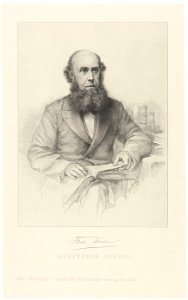 Portret van Frederik Muller op 62 jarige leeftijd, bij een tafel met boeken. NL-HlmNHA 53007402