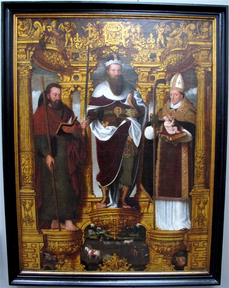 Pieter claeissens II, santi bavone, giacomo maggiore e willibord, 1574