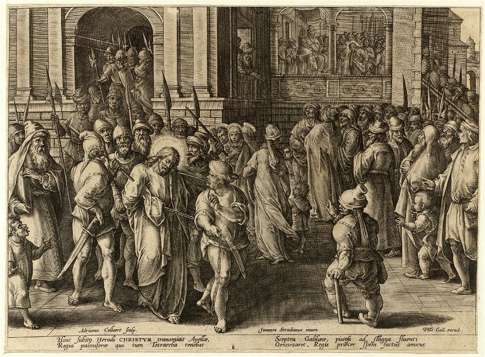 Prent uit de ongenummerde, eenenveertig delige prentenserie getiteld 'Passie, dood en wederopstanding van Christus' Passio, mors et resvrrection dn. Nostri Iesv Christ. NL-HlmNHA 1477 53008120
