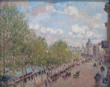 'Quai Malaquais, Sunny Afternoon' by Camille Pissarro, 1903, Hermitage. Free illustration for personal and commercial use.