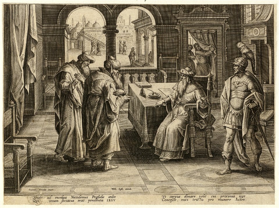 Prent uit de ongenummerde, eenenveertig delige prentenserie getiteld 'Passie, dood en wederopstanding van Christus' Passio, mors et resvrrection dn. Nostri Iesv Christ. NL-HlmNHA 1477 53008141
