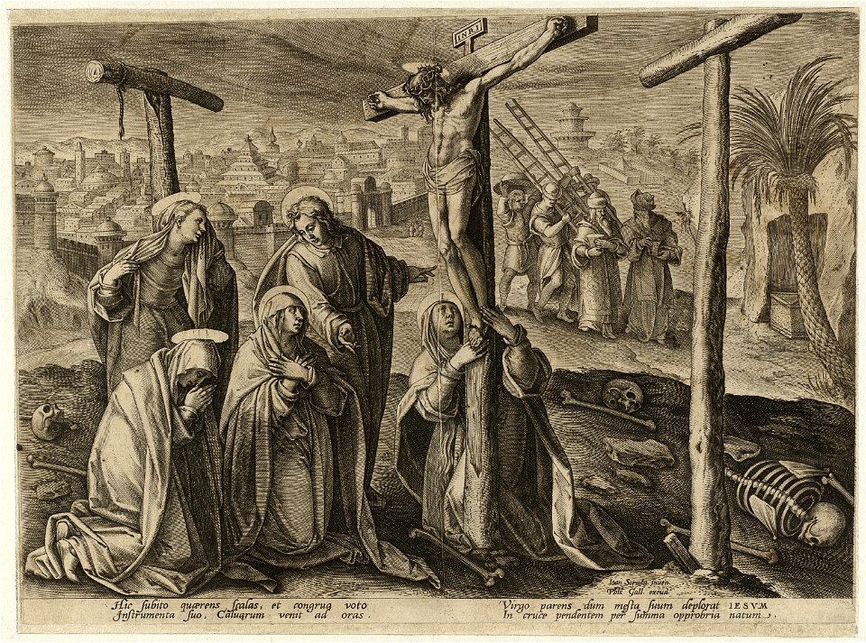 Prent uit de ongenummerde, eenenveertig delige prentenserie getiteld 'Passie, dood en wederopstanding van Christus' Passio, mors et resvrrection dn. Nostri Iesv Christ. NL-HlmNHA 1477 53008139
