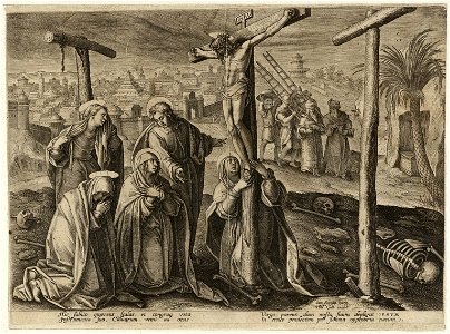 Prent uit de ongenummerde, eenenveertig delige prentenserie getiteld 'Passie, dood en wederopstanding van Christus' Passio, mors et resvrrection dn. Nostri Iesv Christ. NL-HlmNHA 1477 53008139