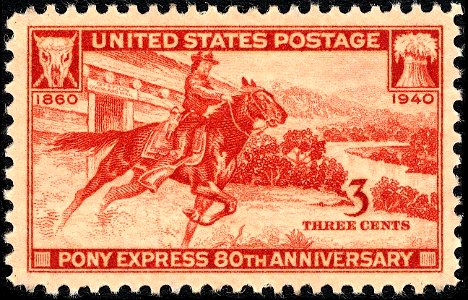 Pony Express 3c 1940 issue. Free illustration for personal and commercial use.