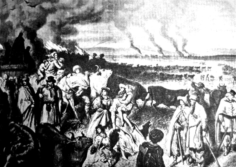 Polish peasants escaping before Russian army is coming 1863