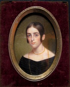 Portrait of Eliza Atherton Kendall, watercolor on ivory, Honolulu Museum of Art, 1197.1. Free illustration for personal and commercial use.
