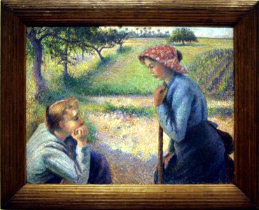 Pissarro - Two Young Peasant Women. Free illustration for personal and commercial use.