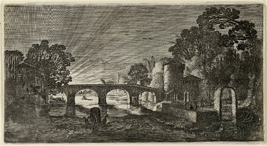 Riviergezicht bij zonsondergang. NL-HlmNHA 53012392