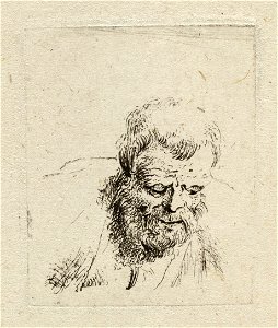 Portret van een voorover gebogen man met baard. NL-HlmNHA 1477 53010344