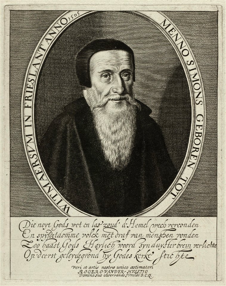 Portret van Menno Simons, stichter van de doopsgezinde kerk. NL-HlmNHA 53012629