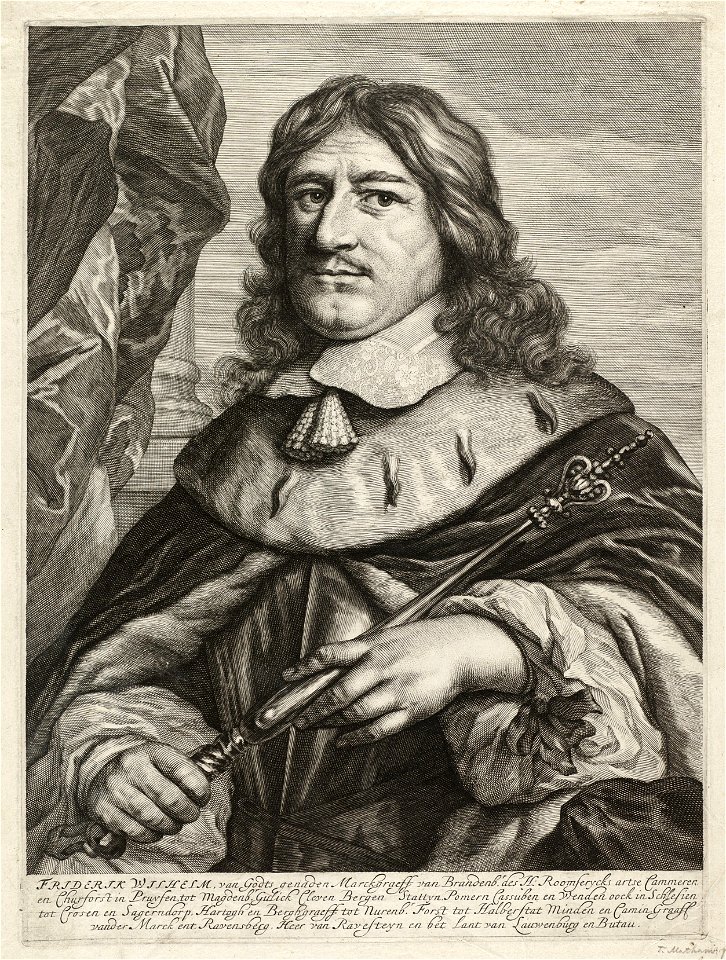 Portret van Frederik Willem, keurvorst van Brandenburg met in zijn hand een scepter. NL-HlmNHA 1477 53009895