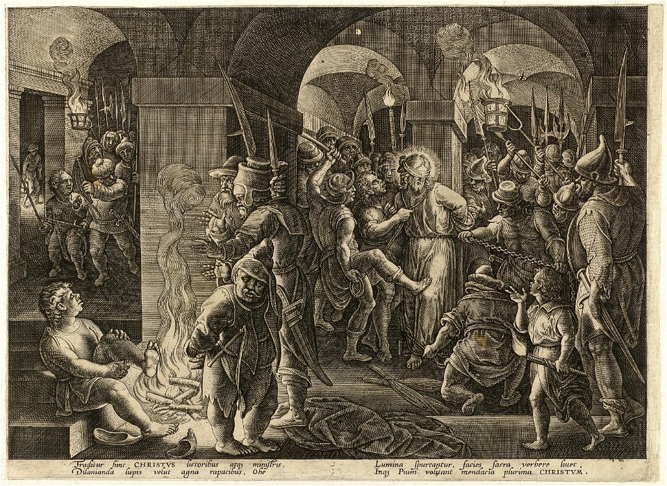Prent uit de ongenummerde, eenenveertig delige prentenserie getiteld 'Passie, dood en wederopstanding van Christus' Passio, mors et resvrrection dn. Nostri Iesv Christ. NL-HlmNHA 1477 53008123
